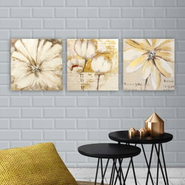 Wallity Conjunto de 3 Pinturas Decorativas en Lienzo Multicolor